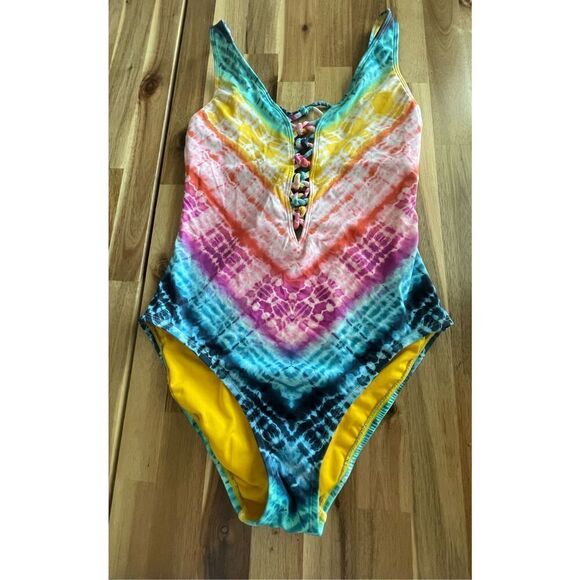 Bleu by Rod Beattie Good Vibrations Lattice-Front One-Piece Swimsuit - Picture 2 of 7